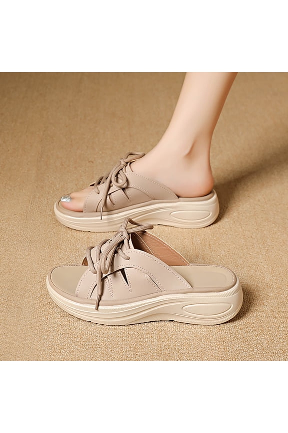 Women's Open Toe Floral Embroidered Up Sandals, Thick Sole Casual Slip Ons, Breathable Hollow Weave Design, Adjustable Sliding Slippers for Spring and Summer Gift