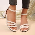 thumbnail image 1 of Xucatan Women's Openwork Heel Sandals, Adjustable Ankle Strap Dressy Footwear, Block Heel Summer Shoes for Outdoor Casual Wear Gift, 1 of 9
