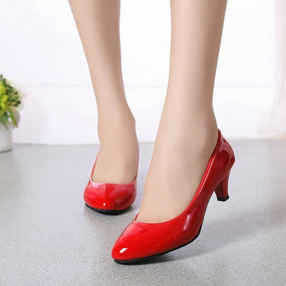 Xucatan Women's PU Leather Candy Color Pointed Toe Comfortable Office Formal Working Pumps,Middle Heels Ladies Walking Wedding Pump Shoes Gift