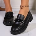 thumbnail image 1 of Xucatan Women's Patent Leather Loafers with Metal Chain Detail, Round Toe Low Block Heel Slip On Shoes with Wide Toe Box, Comfortable Non Slip Flats for Daily Walking and Casual Wear Gift, 1 of 9