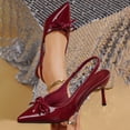 thumbnail image 1 of Xucatan Women's Patent Leather Slingback Heels, Pointed Toe Bow Detail Pumps, Adjustable Strap Dress Shoes, Versatile Spring Summer Evening Footwear Gift, 1 of 9