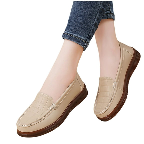 Xucatan Women's Patent Leather Tassel Loafers, Chunky Sole Slip-On Flat Shoes, Classic British Style Casual Shoes for Women, Plus Size Uniform Shoes Gift