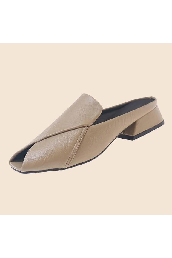 Women's Peep Toe Wedge Mules, Slip On Slippers with Low Block Heel, Casual Spring Summer Footwear Gift