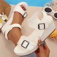 thumbnail image 1 of Xucatan Women's Platform Wedge Sandals, Round Toe Open Toe Slides with Adjustable Buckle Strap, Padded Footbed Chunky Sole Shoes, Versatile Spring Summer Beach Footwear Gift, 1 of 9