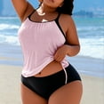 thumbnail image 1 of Xucatan Women's Plus Size Drawstring Tankini Set with Removable Pads and Loose Fit Top, Wire Free Two Piece Swimsuit with High Cut Bottom for Beach Pool Vacation Gift, 1 of 5