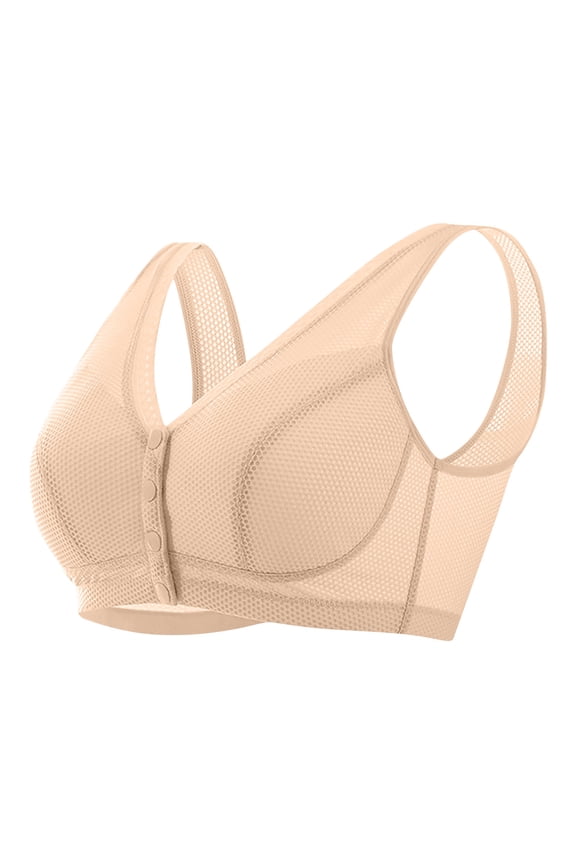 Women's Plus Size Front Closure Ice Silk Bra, Ultra Thin Mesh Breathable, Wireless Pullover Tank, Smooth Racerback for Mature Women Summer Gift