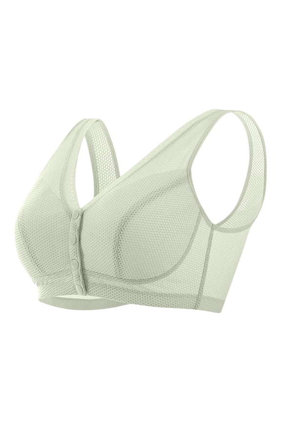 Women's Plus Size Front Closure Ice Silk Bra, Ultra Thin Mesh Breathable, Wireless Pullover Tank, Smooth Racerback for Mature Women Summer Gift