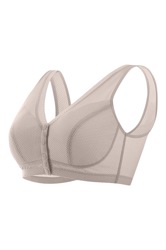 Women's Plus Size Front Closure Ice Silk Bra, Ultra Thin Mesh Breathable, Wireless Pullover Tank, Smooth Racerback for Mature Women Summer Gift