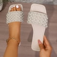 thumbnail image 1 of Xucatan Women's Plus Size Sandals, Flat Slide with Metal Chain Detail, Two-Tone Casual Footwear for Spring and Summer Gift, 1 of 9