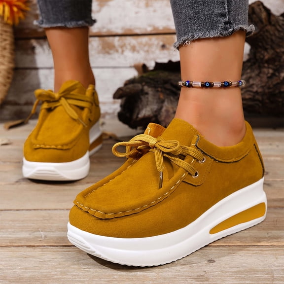 Xucatan Women's Plus-Size Thick-Soled High-top Casual Canvas Shoes Fashionable Round Toe Breathable Fabric, Wear-Resistant Anti-Slip Sole Lace-up Canvas Shoes,Casual Tennis Walking Shoes Gift