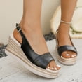 thumbnail image 1 of Xucatan Women's Plus Size Wedge Sandals, Woven Texture Heel with Adjustable Buckle Ankle Strap, Padded Insole for All Day Wear Gift, 1 of 9