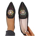 thumbnail image 1 of Xucatan Women's Pointed Toe Flat Moccasins Shallow Dress Shoes with Rhinestone Decor, Fall Winter Fashion Slip-Ons Gift, 1 of 8