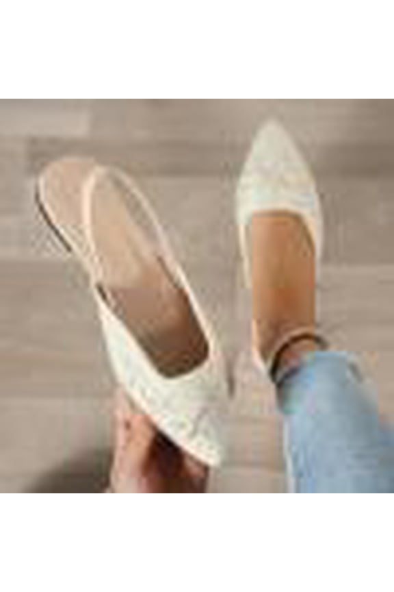 Women's Pointed Toe Flats, Embroidered Flower Slingback Ballet Shoes, Soft Fabric Everyday Footwear, Versatile Casual Office Style Gift