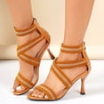 thumbnail image 1 of Xucatan Women's Pointed Toe Heels, Elastic Crisscross Strap Sandals with Back Zipper, Open Toe Roman Style Dress Shoes, Versatile Evening Casual Style Gift, 1 of 9
