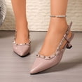 thumbnail image 1 of Xucatan Women's Pointed Toe Mules, Patent Leather Low Heel Slingback Pumps with Rivets, Open Back Dressy Sandals, Versatile Spring Summer Office Footwear Gift, 1 of 9