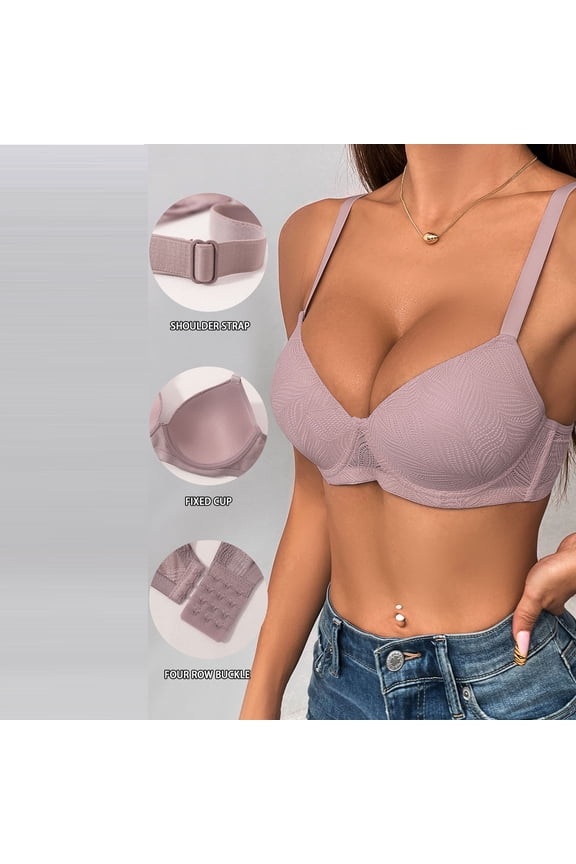 Women’s Push Up Bra Full Coverage Seamless Underwire Hide Back Fat, Wide Straps, Smooth Uplift T-Shirt Bra,and Sculpt The Perfect Bust Gift
