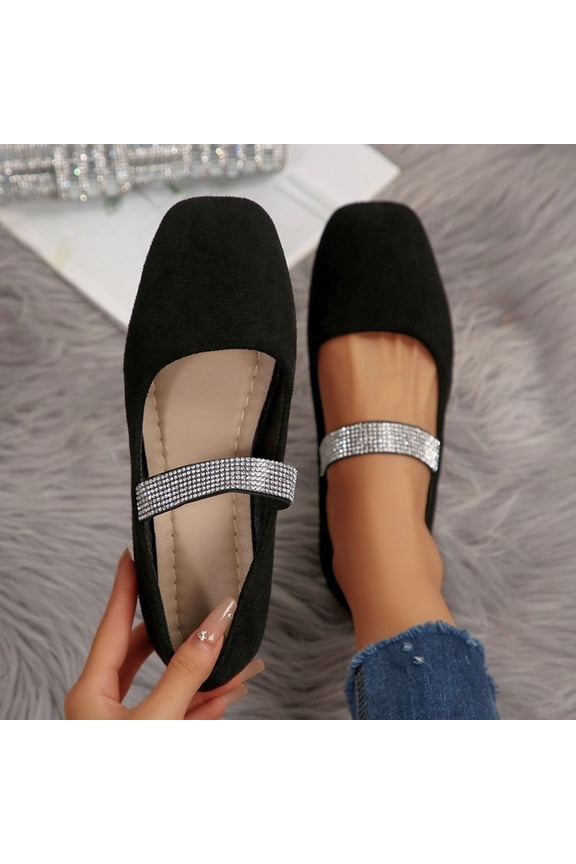 Women's Rhinestone Chunky Heel Mary Jane Shoes Fashionable Mesh Breathable Elastic Band Work Dress Pumps Suitable for Work Casual Party Gift