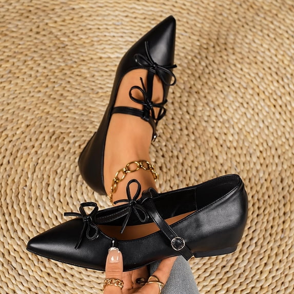 Xucatan Women's Rhinestone Strap Mary Jane Heels with Hidden Wedge, Pointed Toe Ankle Strap Pumps with Inner Height Increase, Soft Faux Leather Comfortable Dress Shoes for Daily Walking Gift