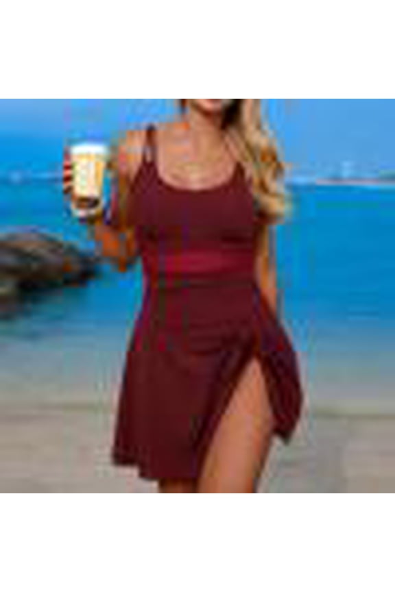 Women's Ribbed One Piece Swimsuit Mesh Panel Tummy Control Monokini, Removable Pads Push Up Full Coverage Modest Swimwear Long Torso Fit Plus Size Summer Beach Vacation Gift