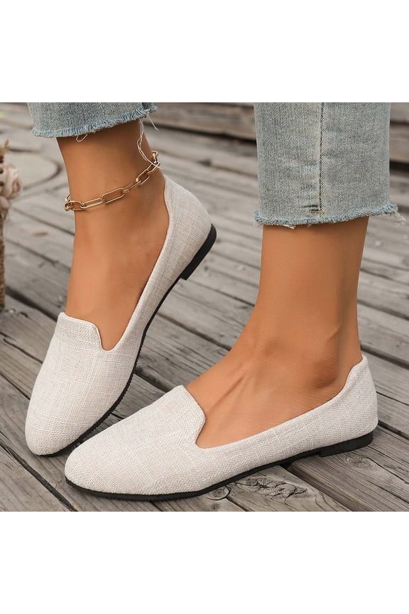 Women's Round Toe Soft Sole Flats with Cushioned Insole, Breathable Faux Leather Slip On Loafers, Comfortable Walking Shoes for Daily Casual Wear and Versatile Outfits Gift