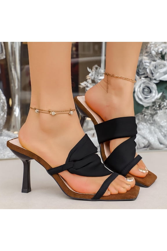 Women's Satin Slip On Mules, Open Toe Thick Sole Casual Loafers, Comfortable Crisscross Knot Design for Spring Summer Gift