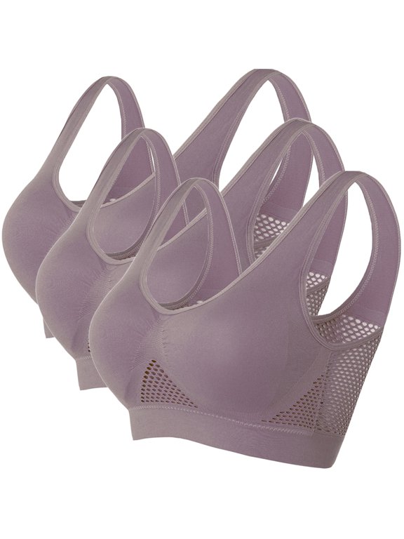Women's Seamless Wireless Yoga Bras 3 Pack, Removable Pads Triangle Bralette Set, Soft Breathable Nylon Stretch, Smooth Pullover Style for Daily Summer Workout Gift