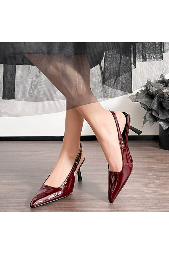 Women's Slingback Heels with Bow Pointed Toe Pumps with Elasticated Strap High Heels for Evening Dress Shoes Closed Pointed Toe Party Wedding Dress Shoes Gift