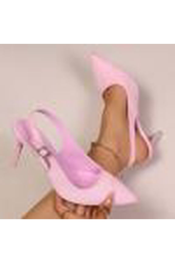 Women's Slingback Heels, Pointed Toe Dress Shoes with Metal Chain, Open Back Casual Pumps, Versatile Evening Party Footwear Gift