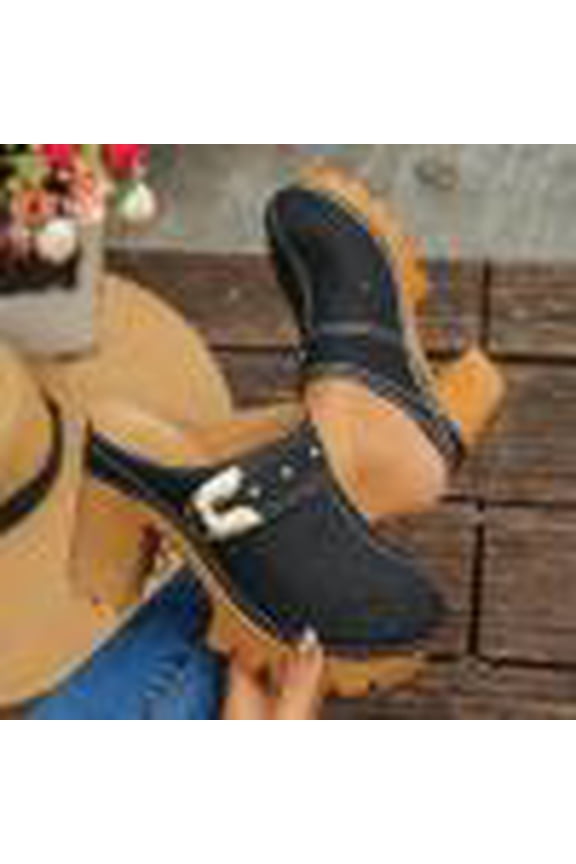 Women's Slip On High Heels, Closed Toe Casual Heeled Footwear, Versatile Solid Color Shoes, Spring Summer Everyday Style for Indoor Outdoor Gift