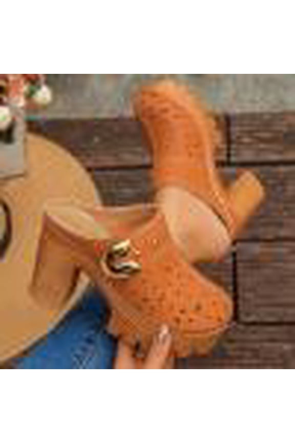 Women's Slip On High Heels, Closed Toe Casual Heeled Footwear, Versatile Solid Color Shoes, Spring Summer Everyday Style for Indoor Outdoor Gift