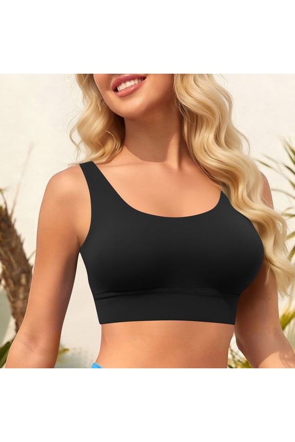 Women's Solid Color Backless Bikini Top with Removable Pads Push Up, Modest Halter Swim Top Only Summer Beach Vacation Gift