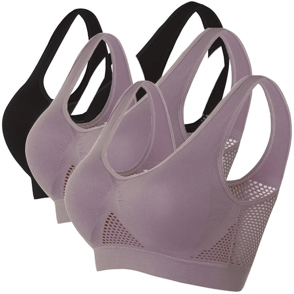 Xucatan Women's Solid Color Wirefree Sports Bras Multipack, Lightly Lined Pullover Design, Stretchy Comfort Fit with Removable Inserts, Versatile Activewear for Yoga Low Impact Gift