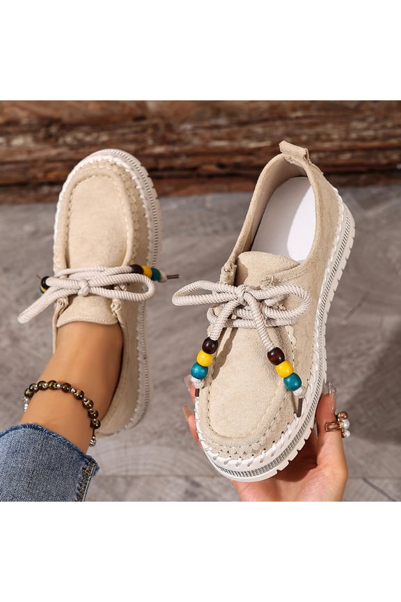 Women's Suede Flat Moccasin Mules with Beaded Casual Comfortable Round Toe Soft Sole Slip On Clogs for Daily Work Anti-Slip Walking Slides Comfortable Casual Wear Gift