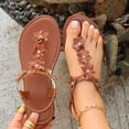 thumbnail image 1 of Xucatan Women's Thong Sandals, Layered Flower Rhinestone Flat Shoes, Open Toe Ankle Strap Beach Footwear, Versatile Summer Casual Style Gift, 1 of 9
