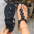 thumbnail image 1 of Xucatan Women's Thong Sandals, Layered Flower Rhinestone Flat Shoes, Open Toe Ankle Strap Beach Footwear, Versatile Summer Casual Style Gift, 1 of 9