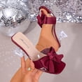 thumbnail image 1 of Xucatan Women's Transparent Bow Heeled Sandals, Clear Block Heel Slide Ons, Elegant Dressy Evening Party Footwear Gift, 1 of 9