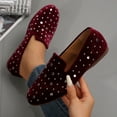 thumbnail image 1 of Xucatan Women's Velvet Rhinestone Loafers, Sparkly Studded Round Toe Flats, Cushioned Comfortable Slip On Shoes for Office Daily Spring Gift, 1 of 9