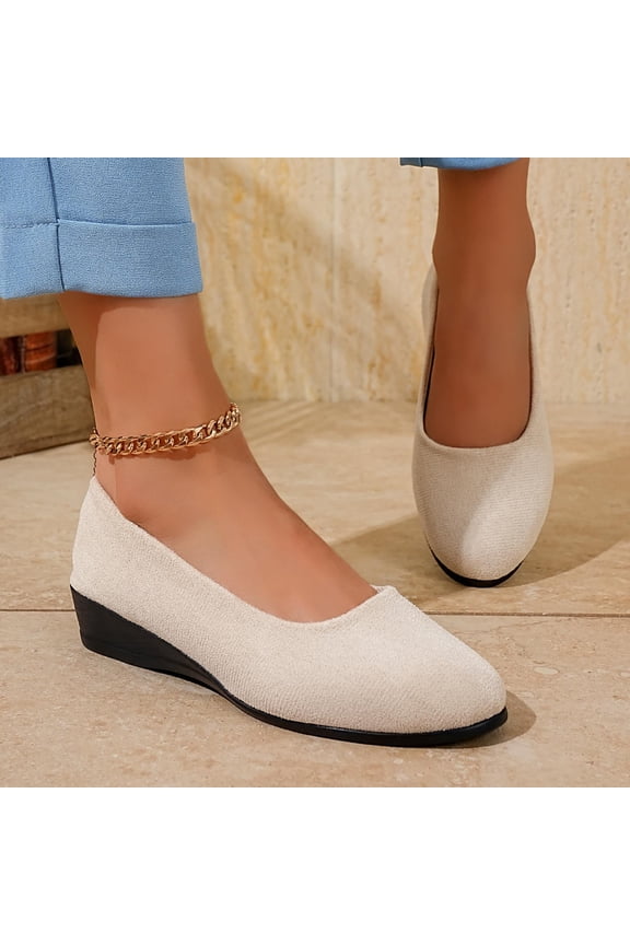 Women's Wedge Espadrille Flats, Round Toe Low Cut Slip On Shoes with Bow Detail, Faux Suede Breathable Casual Footwear, Versatile Spring Summer Style Gift