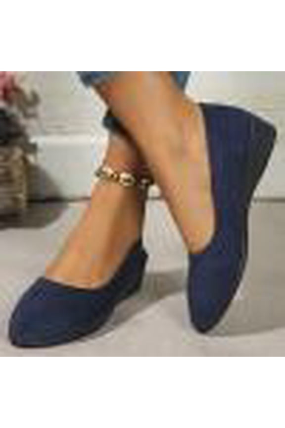 Women's Wedge Flats, Slip On Casual Shoes with Low Cut, Versatile Solid Color Spring Summer Footwear, Comfortable Everyday Design for Women Gift