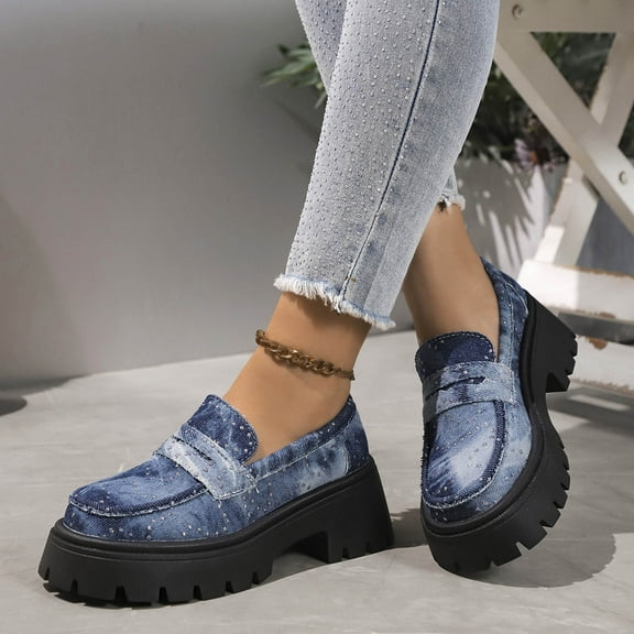 Xucatan Women's casual shoes, comfortable round-headed flat shoes cowboy uppers, casual shoes suitable for daily walking and work. Gift