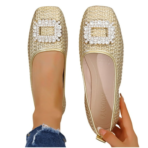 Xucatan Women's leather Flats Foldable Ballet Flats for Women, Fashion Buckle Pionted Toe Comfort Light Weight Slip-On Dress Shoes Flats Pointed Toe Ballet Flat Shoe Low Heel Dress Shoes Gift