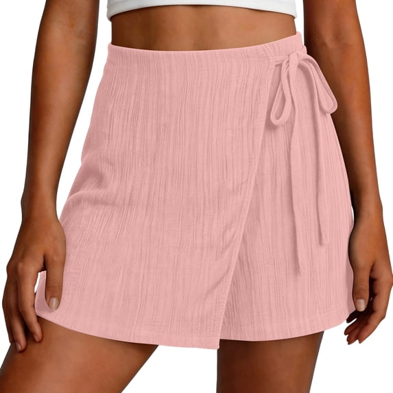 Xucatan Womens 5 Inch Shorts, Solid Elastic Waist Casual Bottoms, Pocket Pull On Short Pants, Summer Relaxed Fit Shorts Gift