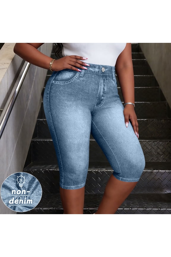 Womens Capri Pants, Solid Elastic Waist Casual Bottoms, Side Pocket Cropped Trousers with Button Detail, Sporty Comfy Pants Gift