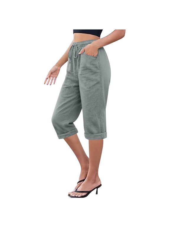 Womens Cargo Shorts, Solid Elastic Waist Button Front Pants, Multi Pocket Utility Bottoms, Loose Comfy Summer Shorts Gift