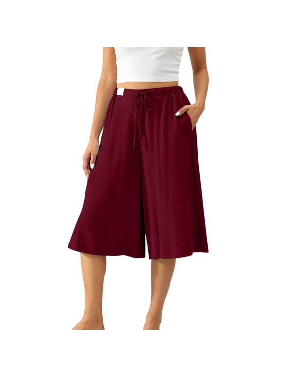 Womens Denim Bermuda Shorts, Drawstring Elastic High Waist Jeans, Casual 4 Inch Length Pants with Pockets, Comfy Summer Bottoms Gift