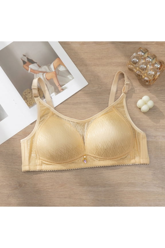 Womens Full Coverage Bra Floral Embroidered Wire-Free Bra with Bow Detail, High Support, Full Coverage, Semi-Sheer Design for Women Gift