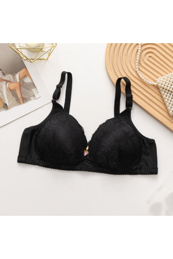 Womens Full Coverage Bra Floral Embroidered Wire-Free Bra with Bow Detail, High Support, Full Coverage, Semi-Sheer Design for Women Gift