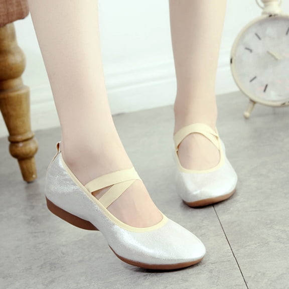 Xucatan Womens Latin Dance Shoes Close Toe Beginner Ballroom Dance Practice Shoes Low Heel Canvas Tango Teaching Shoes Ballet Shoes for Adults, Women, High Performance Gift