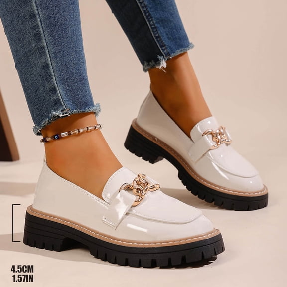 Xucatan Womens Loafers Comfortable Platform Penny Dress Shoes Fashion Patent Leather Women's Loafers Slip-ons Loafer Chunky Heel Business Womens Business Casual Shoes Gift