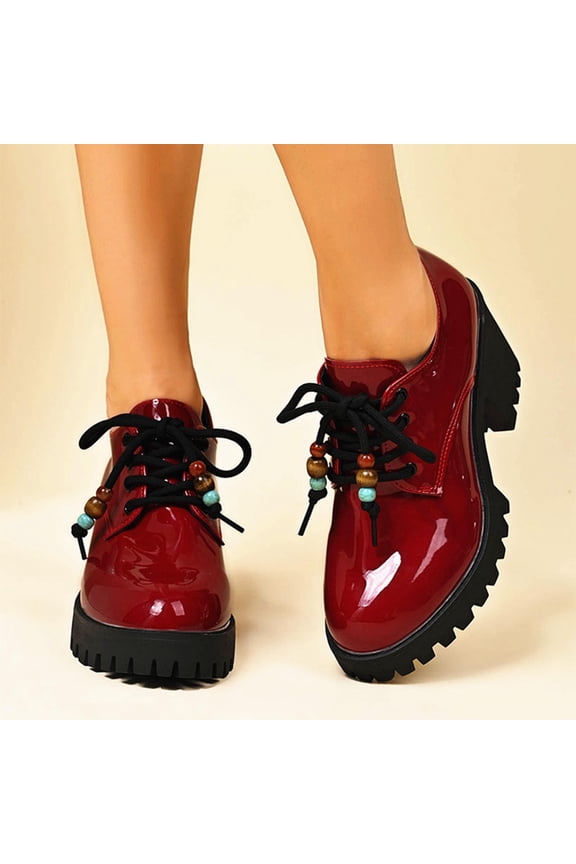 Womens Loafers Comfortable Platform Penny Loafer Chunky Heel Business Casual Dress Shoes Fashion Patent Leather Women's Loafers & Slip-ons All Seasons Gift